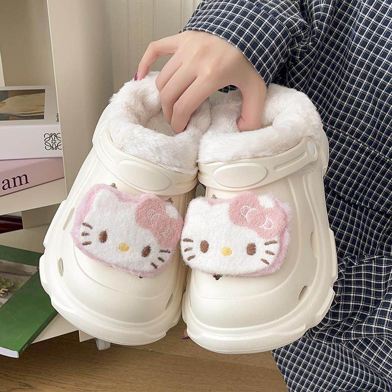 可爱儿童保暖棉拖鞋女款冬季新款室内家居加绒保暖百搭洞洞鞋女孩