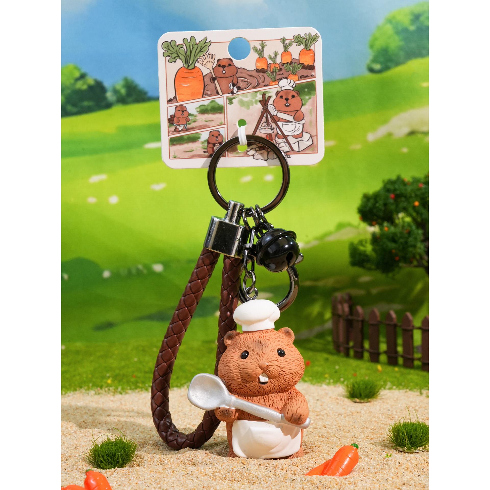 新款土拨鼠田园生活挂件趣味汽车钥匙扣可爱书包挂饰情侣闺蜜饰品