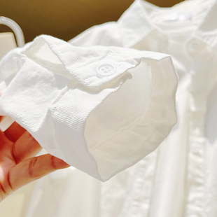 鹅黄色衬衫纯棉叠穿女2026春秋新款小个子轻奢中长款休闲别致衬衣