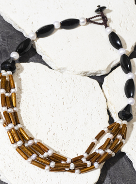 二梦三青【禁忌之欲】原创小众多层项链女气质感毛衣链复古中古风