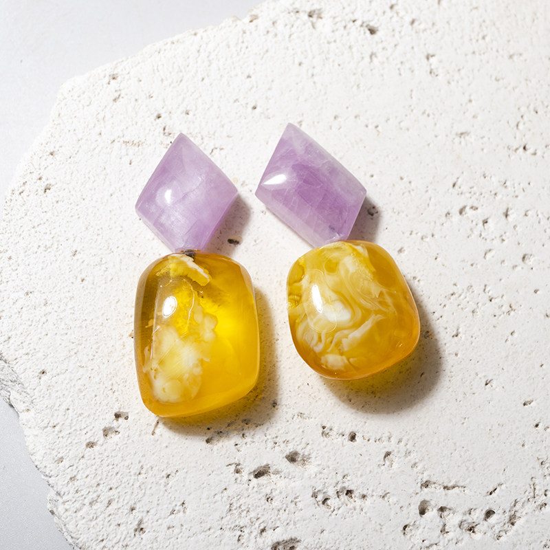 二梦三青【琥珀蜜蜡】手工耳环女重工耳饰耳夹耳坠耳针monies夸张