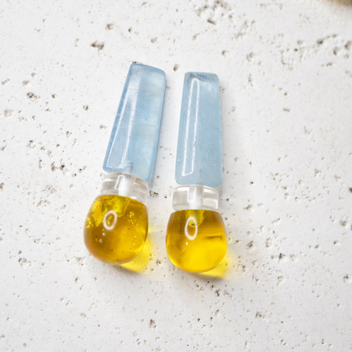 二梦三青【琥珀蜜蜡】手工耳环女重工耳饰耳夹耳坠耳针monies夸张