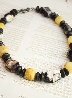 二梦三青【罗莎之吻】原创小众蜜蜡项链女时尚百搭黄色高级中古风