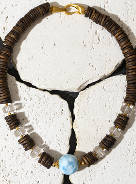 二梦三青【净化之旅】天然沉香奇楠木项链女海纹石时尚百搭锁骨链