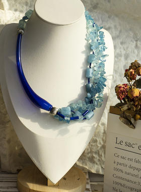 二梦三青【菲利普的安魂饮】多层天然石项链女时尚毛衣链复古百搭