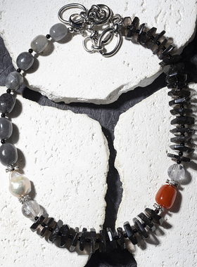 二梦三青【天外来物】原创小众珍珠闪灵陨石项链南红时尚甜酷休闲