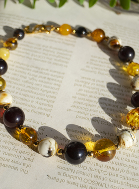 二梦三青【王妃的首饰盒】原创小众琥珀蜜蜡项链女多宝中古风气质