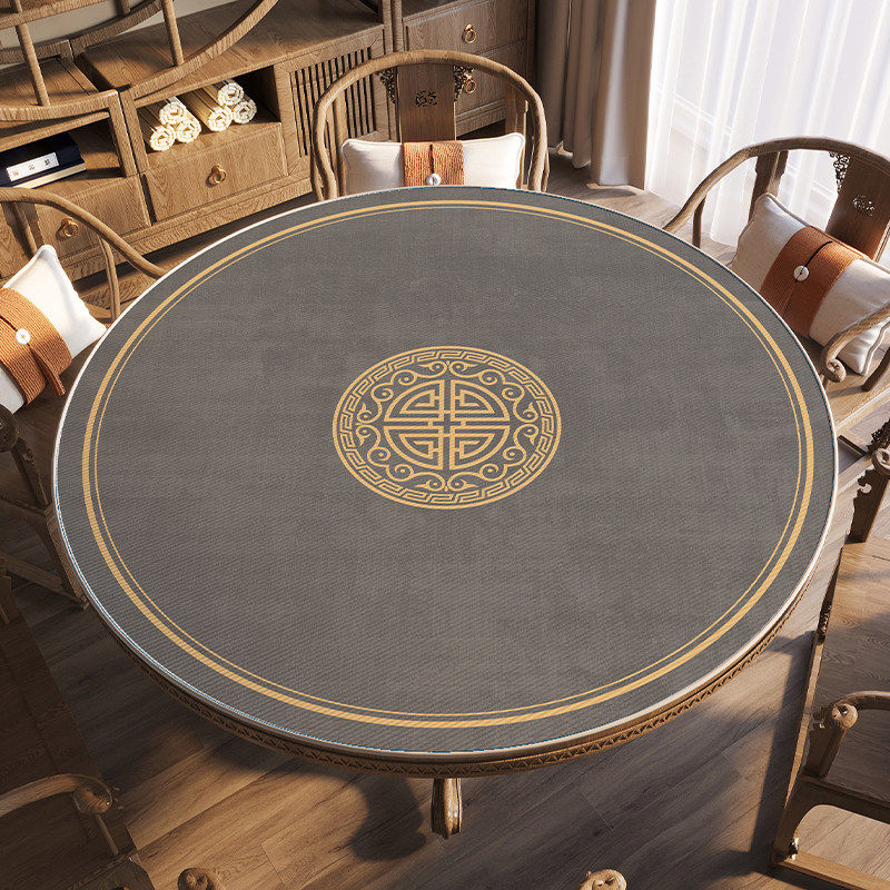 中式圆桌桌布圆形桌垫打牌台面加厚消音德州扑克桌面牌垫子麻将桌