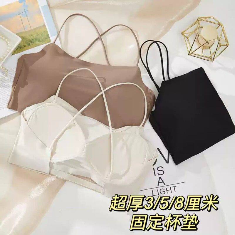 交叉小胸显大美背固定杯一体式内衣女无痕抹胸防走光文胸加厚夏季