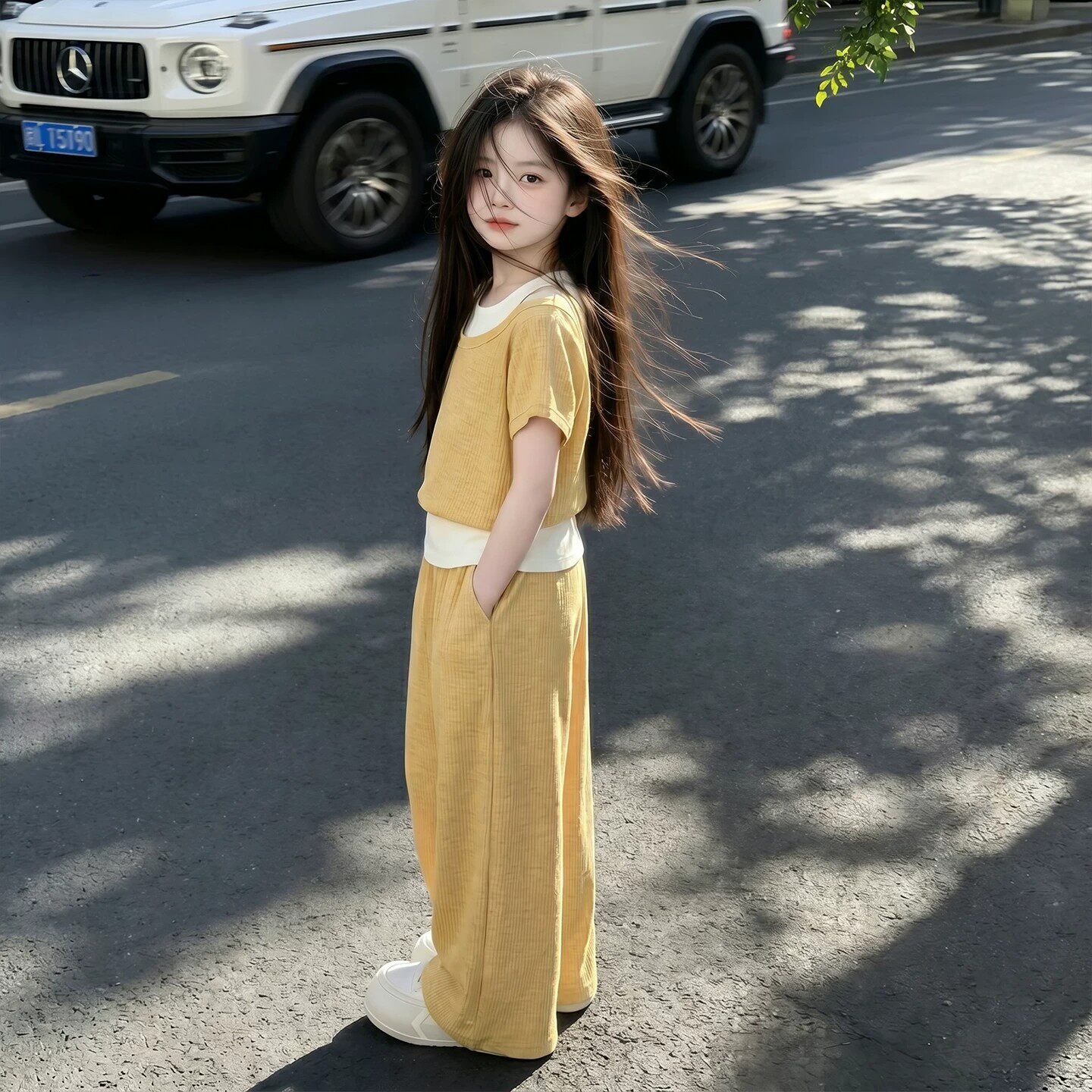 女大童2026新款韩系假两件套装图片