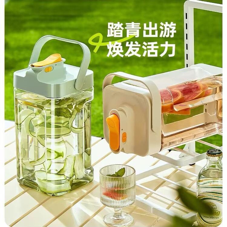 日本MUJIE大容量凉水壶饮料桶冷水壶凉茶壶食品级塑料泡茶桶防摔