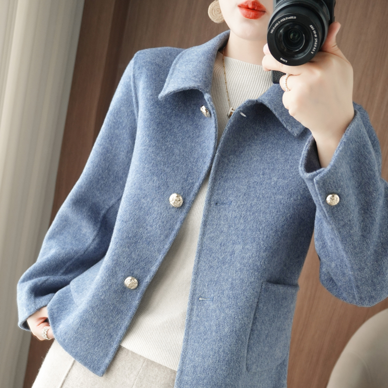 双面羊绒大衣女时尚洋气短款外套