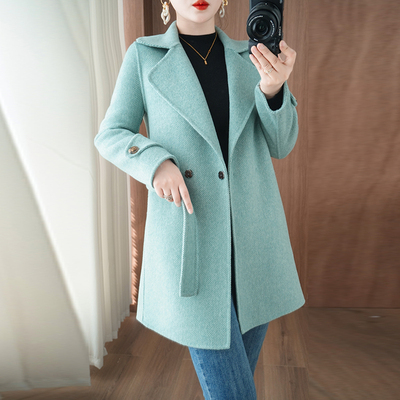 深灰色双面羊绒大衣女中长款25春