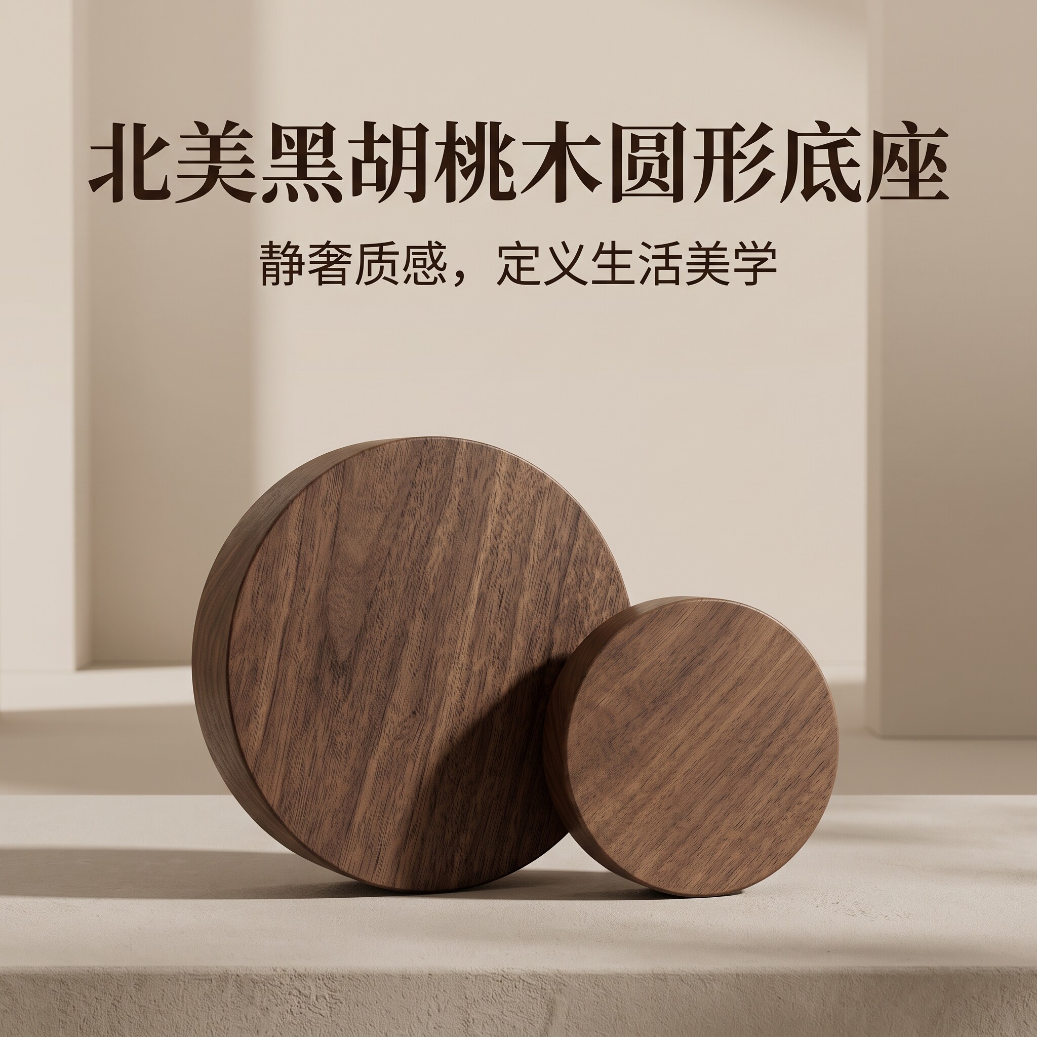北美黑胡桃木圆形底座新中式图片