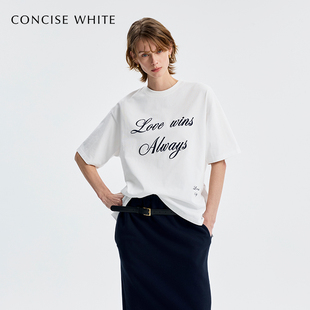 CONCISE 上衣 WHITE简白2025秋冬新款 潮流立体刺绣字母T恤休闲短袖