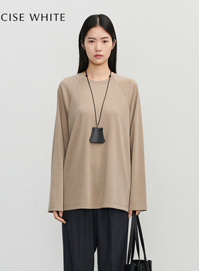 CONCISE-WHITE简白新款白色插肩长T恤设计师品牌女士上衣