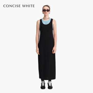 CONCISE WHITE简白 2024夏季新款假两件背心裙设计师品牌