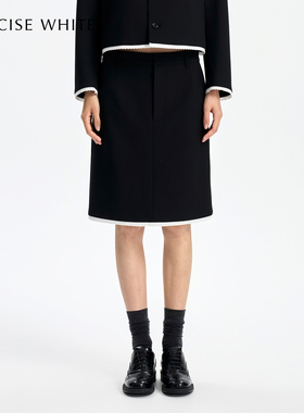 CONCISE-WHITE简白2025秋季新款花边半身裙包臀黑色短裙时尚休闲