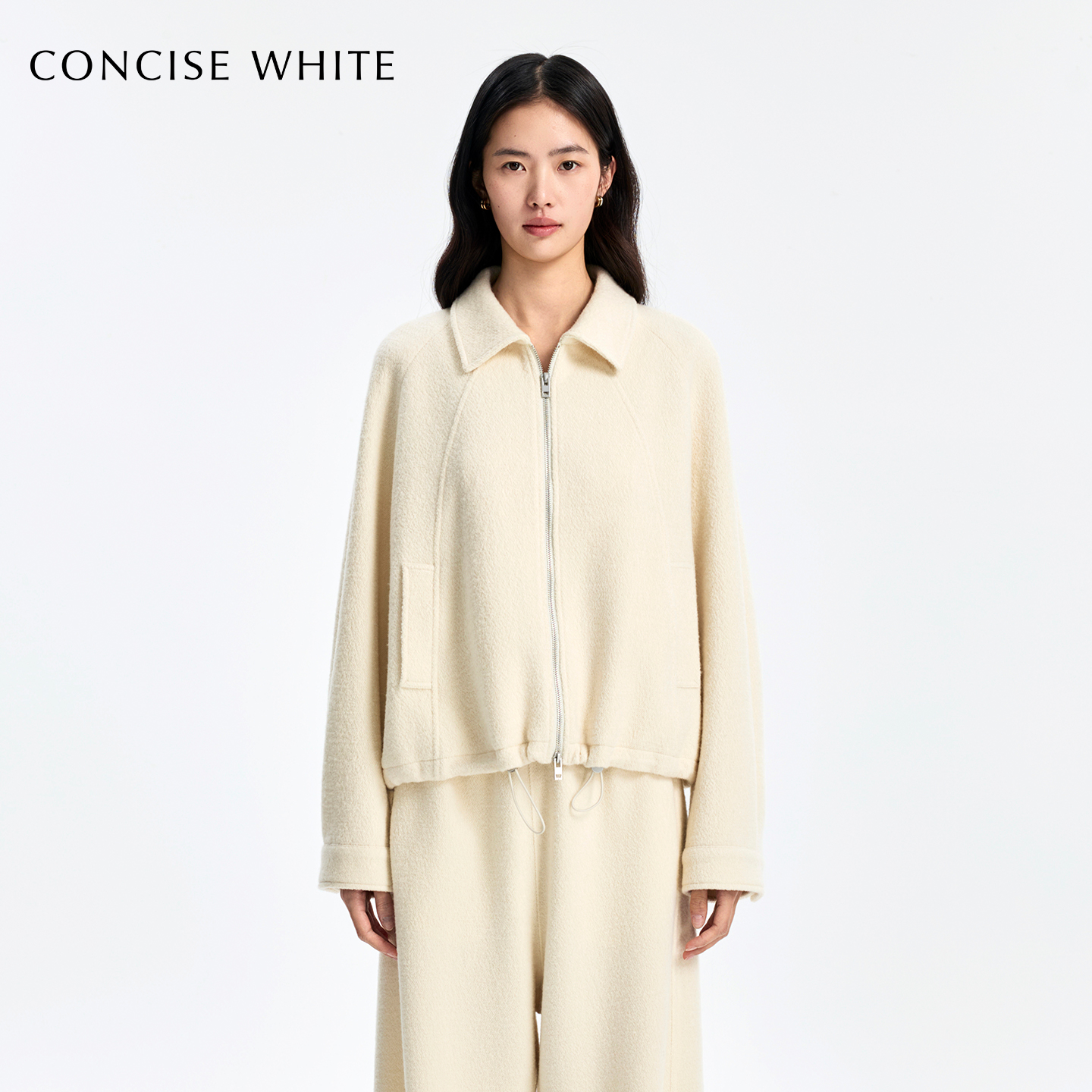 CONCISE-WHITE简白翻领夹克外套