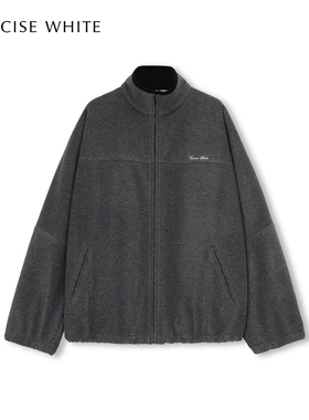 CONCISE-WHITE简白2025新款立领LOGO外套深灰色简约宽松上衣