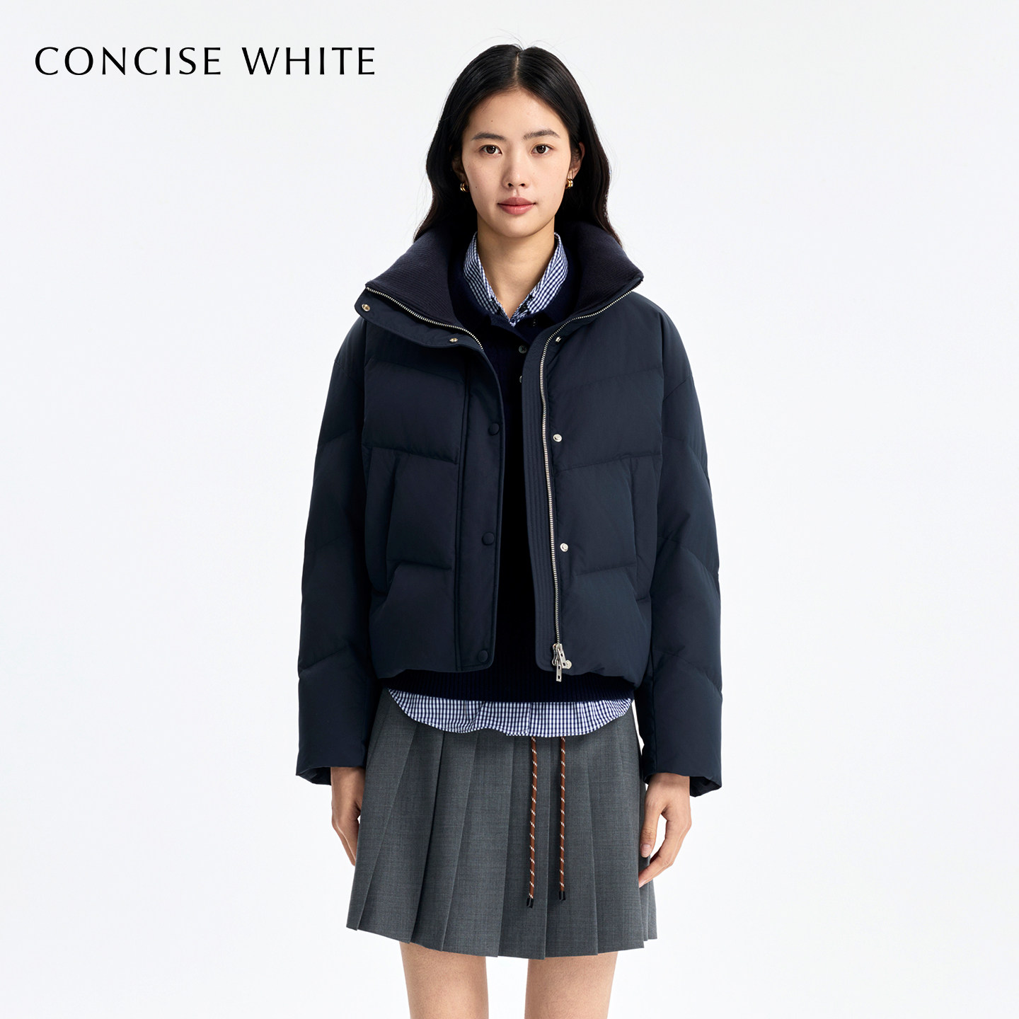 CONCISE-WHITE简白2025秋冬新品短款立领羽绒服保暖鹅绒外套女,女装/女士精品,羽绒服,淘宝优惠券,粉丝福利购,淘宝优惠卷