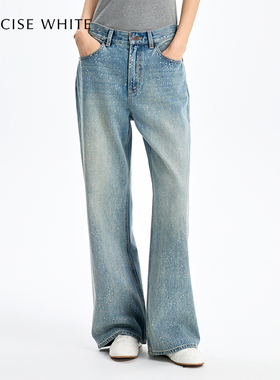 李一桐同款CONCISE-WHITE简白2025秋季新款星空牛仔裤女装休闲裤