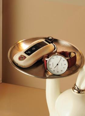 入户进门玄关时钟摆件钥匙收纳家居装饰品轻奢高档乔迁新居礼品