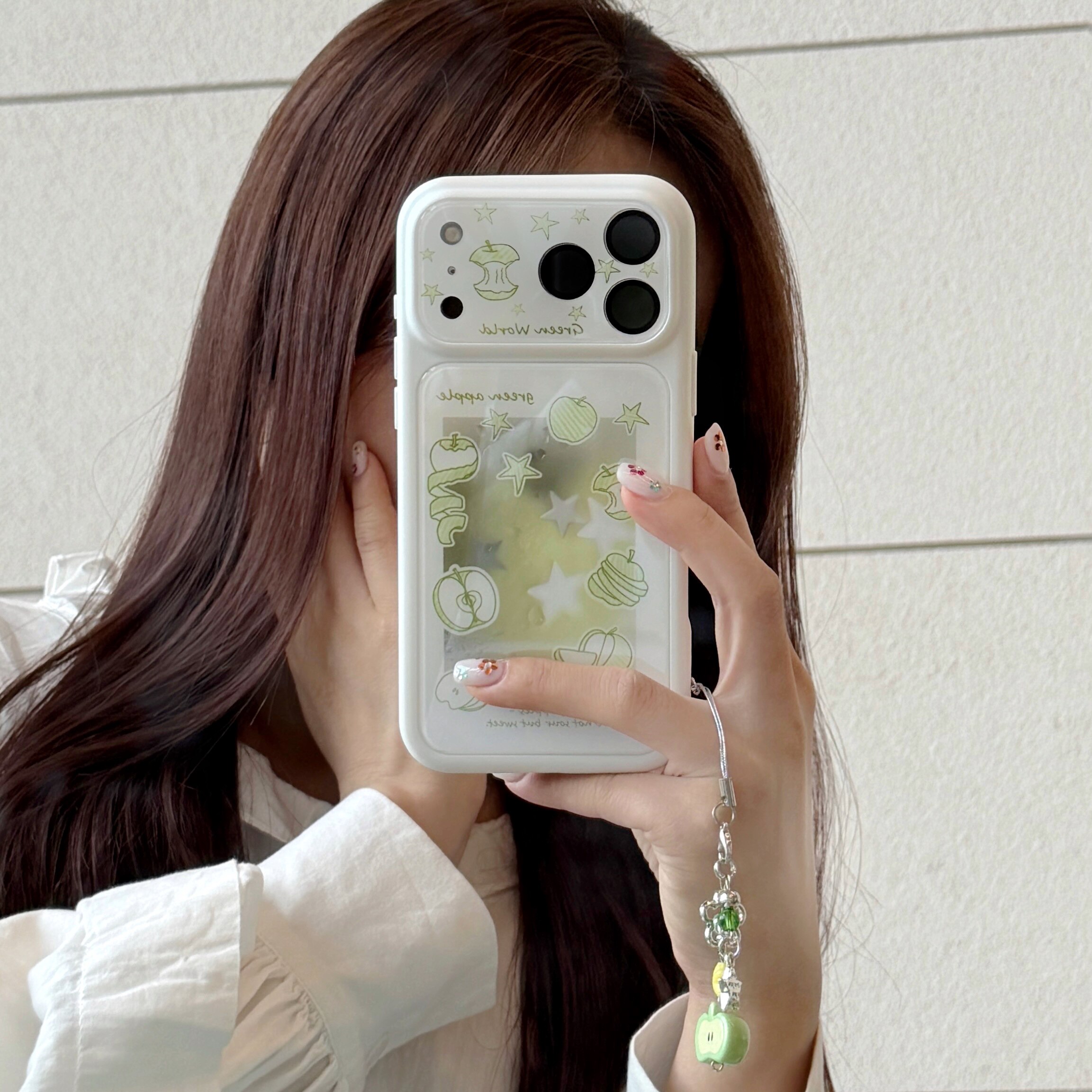 ins韩系小清新切半青苹果适用苹果17promax手机壳15全包按键镜头壳16小众不撞款白色框硅胶软壳17防摔保护壳