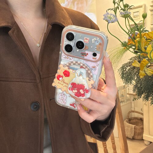 可爱彩虹熊苹果饼干磁吸苹果17壳