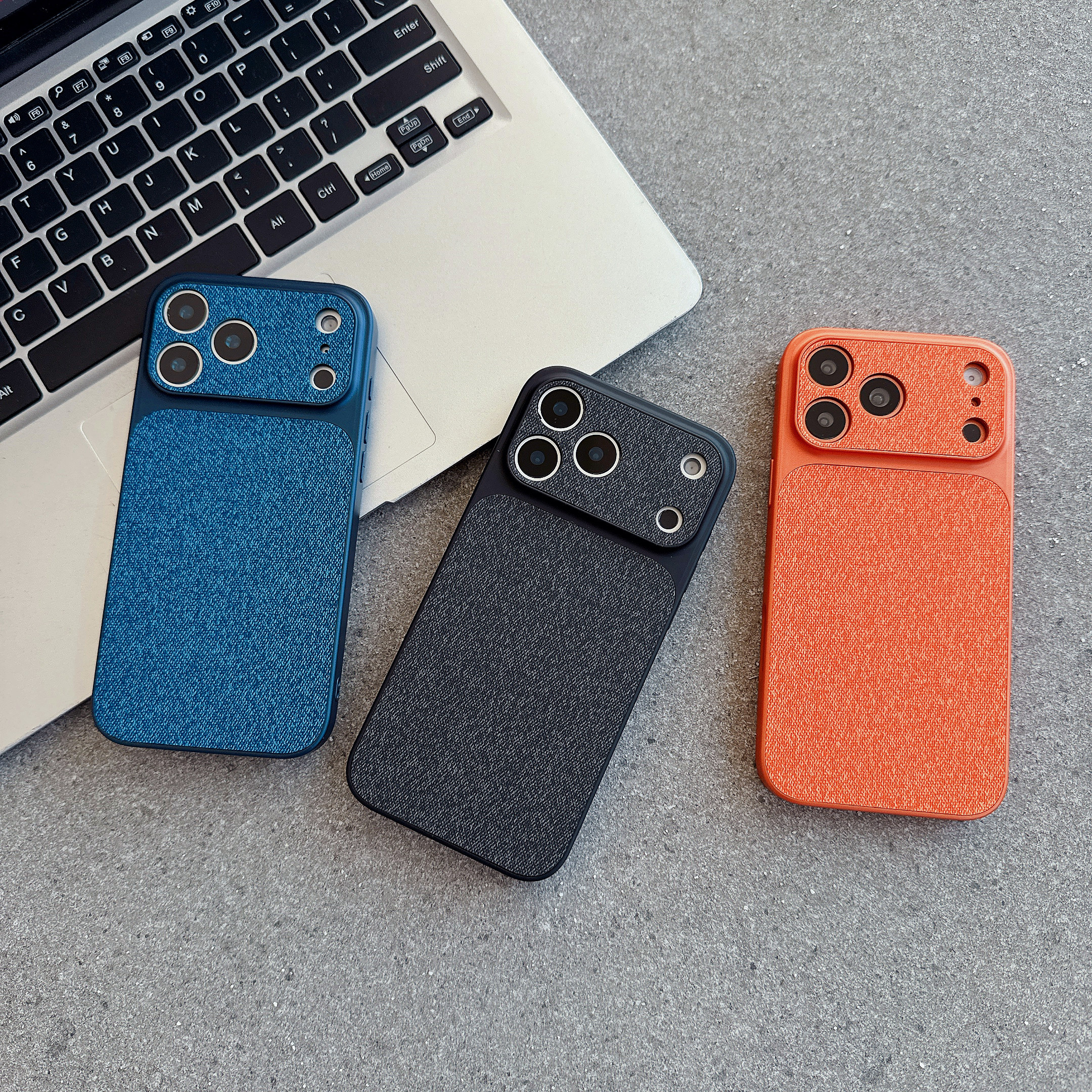 纯色牛仔纹路苹果17彩色框保护壳