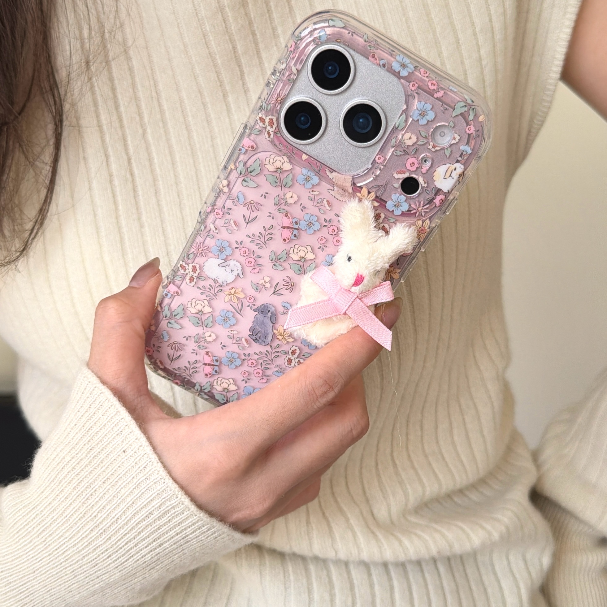 ins风卡通毛绒小兔子苹果17软壳