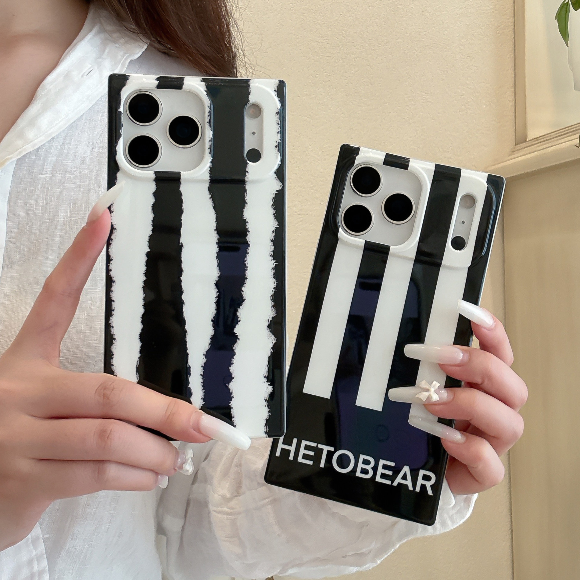 欧美时尚潮流黑白条纹适用苹果17promax手机壳15全包按键半包镜头壳14/13创意小众不撞款硅胶软壳16防摔保护