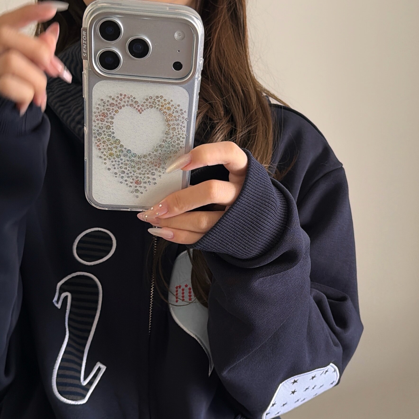 ins个性韩系满印点钻彩色爱心适用苹果17promax手机壳15全包按键大视窗14/13创意少女心硅胶软壳16防摔保护壳