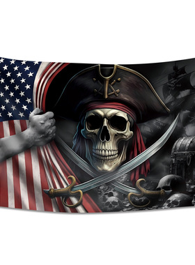 2025新款美国海盗 春亚纺旗帜挂布装饰 90*150cm 3x5ft图案定制