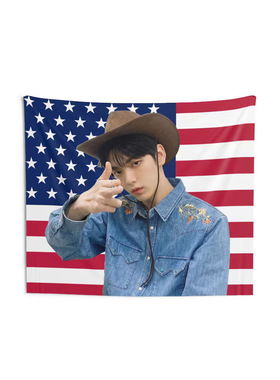 Soobin横幅旗帜应援旗宿舍挂饰 美国图案背景秀彬旗帜