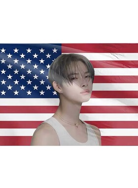 Ni-Ki flag美国国旗背景明星图案旗帜 90x150cm 数码印100D春亚纺