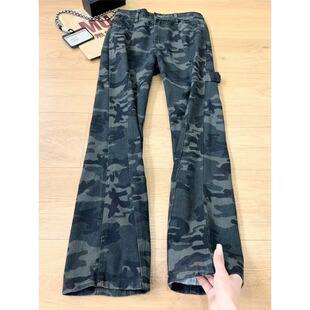 美式复古vibe高街迷彩裤男女款潮牌小众设计伐木裤直筒显瘦牛仔裤