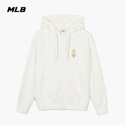 MLB官方 男女情侣爱心系列运动连帽拉链卫衣外套24春夏新款TRH01