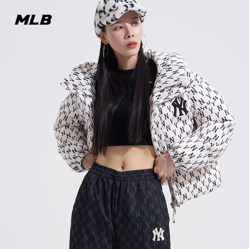 连帽防风保暖羽绒服外套MLB