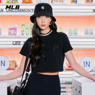 休閑圓領(lǐng)套裝 MLB官方 T恤刺繡LOGO寬松運(yùn)動(dòng)短袖 夏季 女士短款 TS110