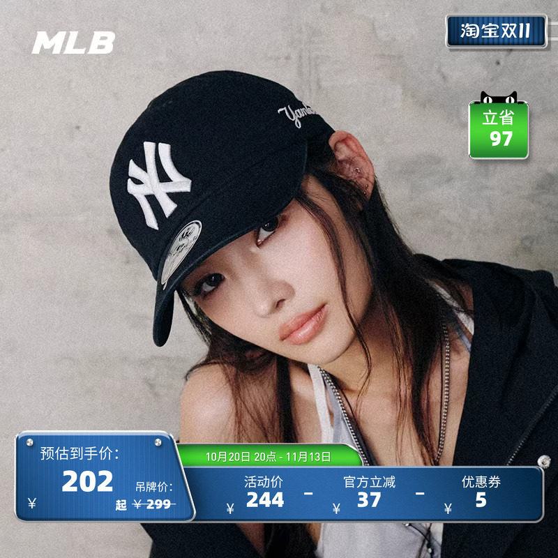 MLB官方 男女同款韩系时尚可调节刺绣软顶棒球帽春夏CPB24