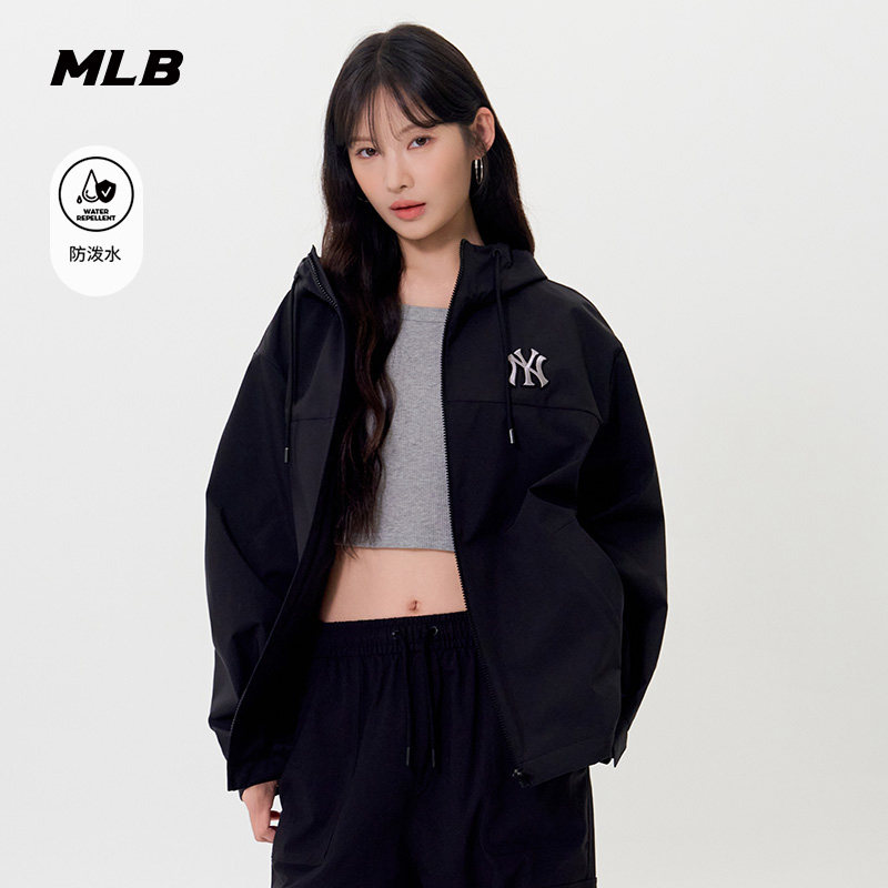 MLB官方 男女情侣大LOGO连帽防泼水夹克外套25春季新款WJB80