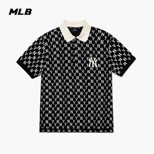 运动休闲T恤圆领潮夏季 MLB官方 复古老花短袖 男士 PQM10 POLO衫