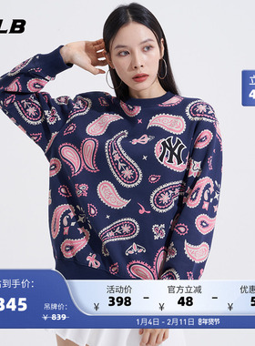 MLB官方 男女运动情侣款圆领套头卫衣时尚腰果花长袖春夏季MTI02