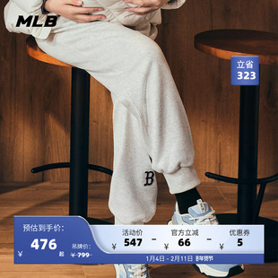 MLB官方 男女情侣纯色运动长裤时尚休闲裤子加绒冬季新款PTB03