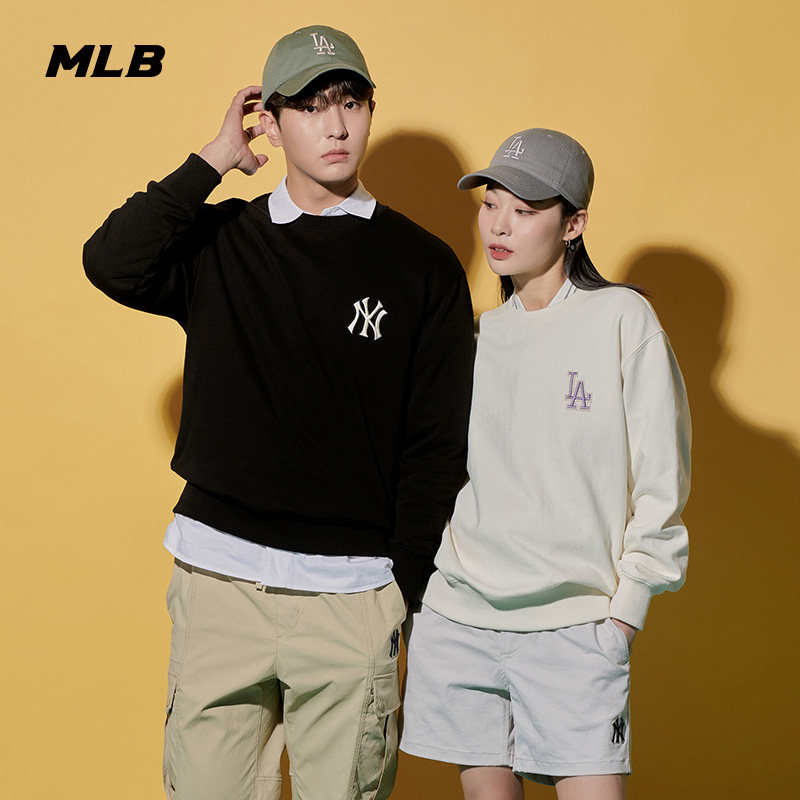 格纹圆领宽松卫衣圆领套头衫MLB