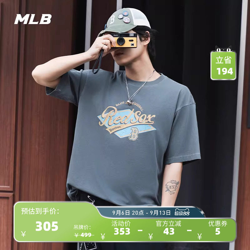 MLB官方 男女时尚复古胶片T恤学院短袖25夏季新款TSV07