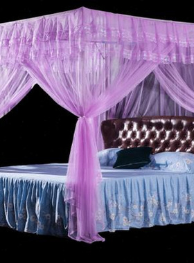 极速蚊帐三开门不锈钢压脚式免打孔宫庭落地式15m18米2Z0加大床订