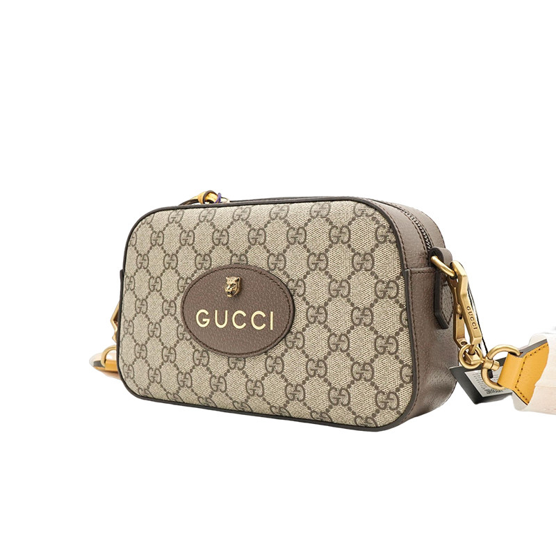 全新GUCCI 古驰虎头装饰老花Logo帆布相机包单肩斜挎包 - 拍卖