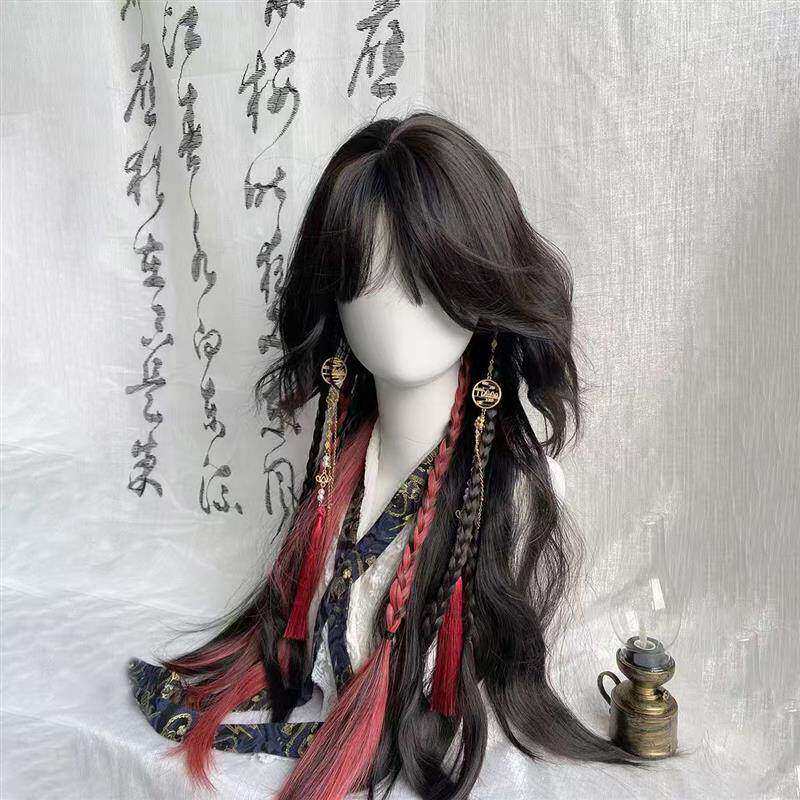 ch瓷爹cos服假发女全头套黑红挑染羊毛卷水母头古风瓷爹万圣节cos
